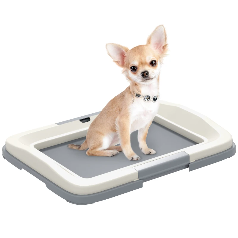 PawHut 18" x 13" Pee Pad Holder, Dog Potty Tray for Indoor Outdoor, Easy to Clean Dog Training Toilet Pee Pad Tray, Grey