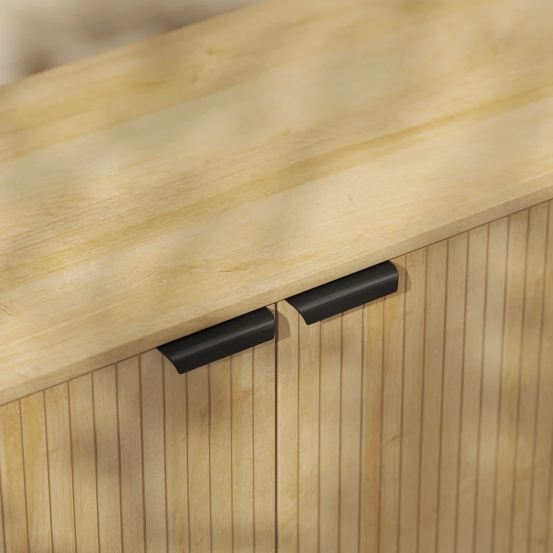 HOMCOM 55" Modern Sideboard, Fluted Buffet Cabinet with Adjustable Shelves, 5 Metal Legs for Kitchen, Living Room, Nature Wood