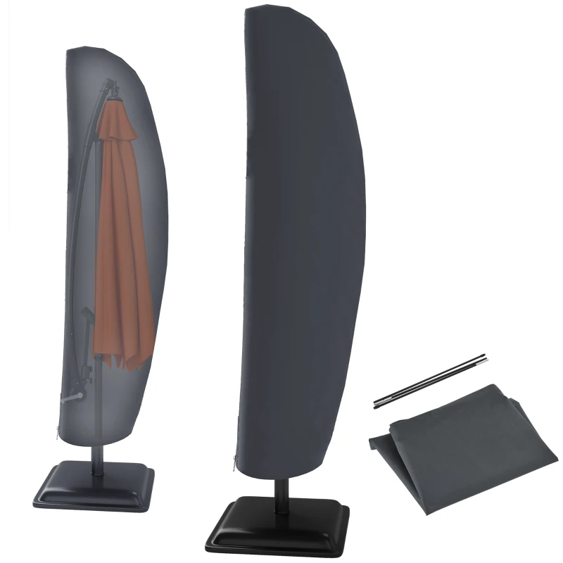 Outsunny Waterproof Patio Umbrella Cover, 300D Banana Parasol Protector with Zipper for Outdoor Garden, Patio, Dark Grey