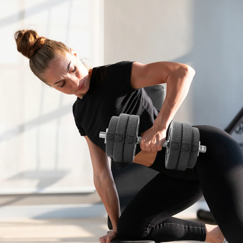 Soozier 66 lbs Adjustable Dumbbells Weight Set Dumbbell Hand Weight Barbell for Body Fitness Lifting Training for Home Office Gym, Black