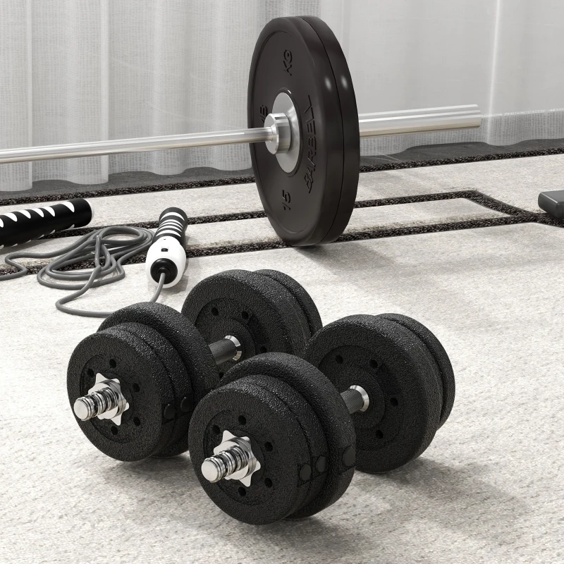 Soozier 55 lbs Adjustable Dumbbells Weight Set Dumbbell Hand Weight Barbell for Body Fitness Lifting Training for Home Office Gym, Black