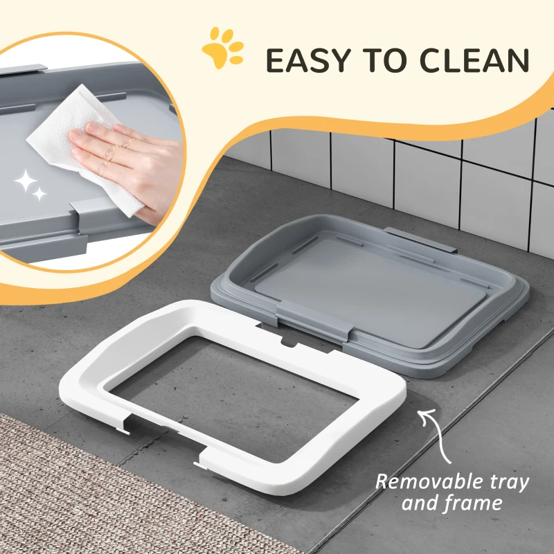 PawHut 18" x 13" Pee Pad Holder, Dog Potty Tray for Indoor Outdoor, Easy to Clean Dog Training Toilet Pee Pad Tray, Grey