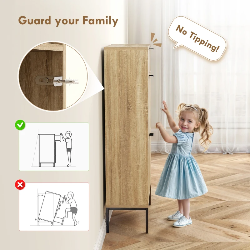 HOMCOM Narrow Shoe Storage Cabinet with Flip Drawers, Shoe Cabinet with Adjustable Shelves, Sliding Drawer, Holds 8 Pairs, Oak