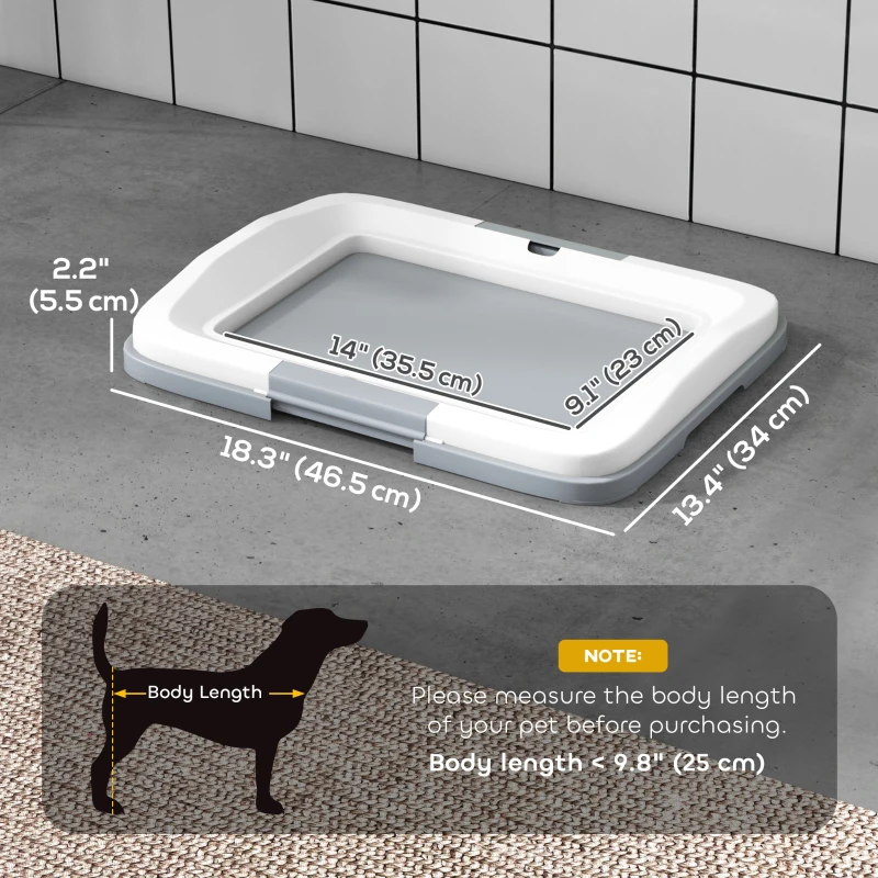 PawHut 18" x 13" Pee Pad Holder, Dog Potty Tray for Indoor Outdoor, Easy to Clean Dog Training Toilet Pee Pad Tray, Grey