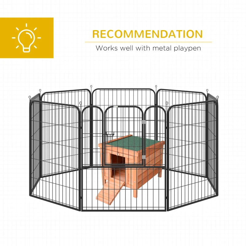 PawHut Wooden Rabbit Hutch Bunny Cage Outdoor Cat House Guinea Pig Cage Duck Shelter, Indoor Outdoor Use, 20"x16.5"x17", Orange