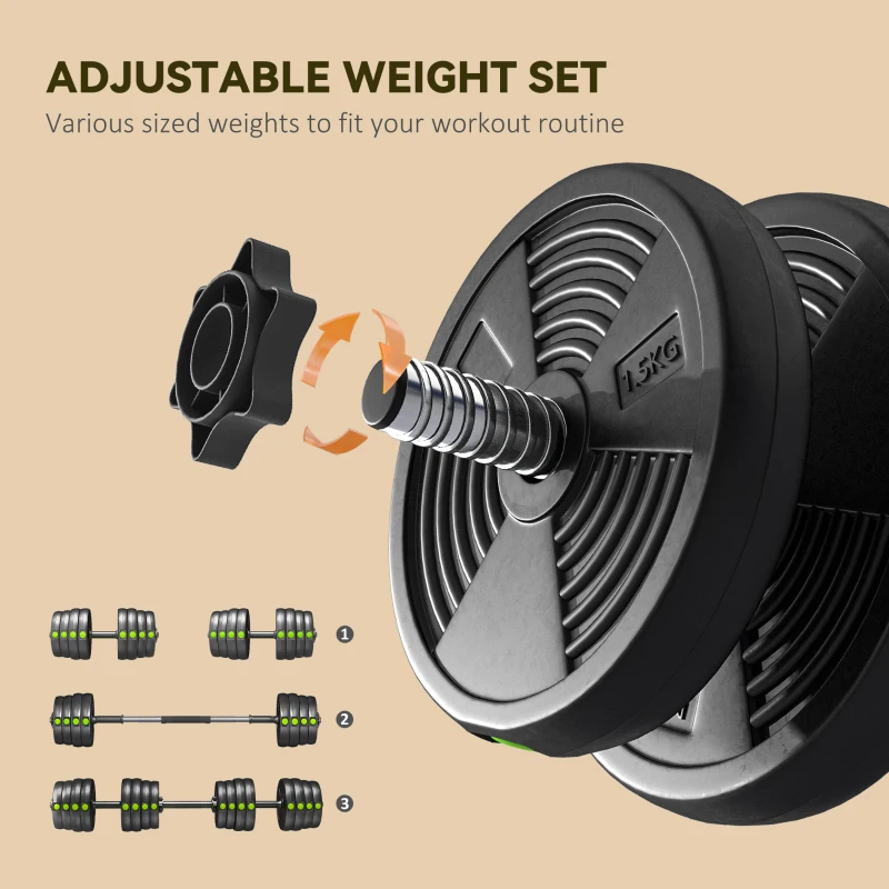 Soozier 66LBS 2-in-1 Adjustable Barbell & Dumbbells Set, Weights Set with Non-slip Handles for Men and Women Home Gym Training