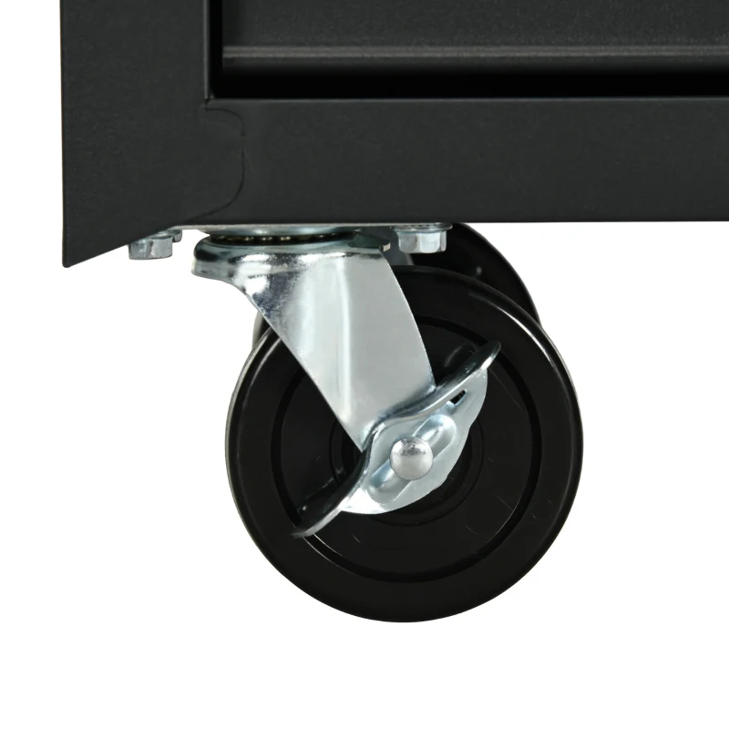 HOMCOM Mobile Lockable Toolbox, 7 Drawer Tool Chest, Storage Organizer with Handle for Workshop, Mechanics, Garage, Black