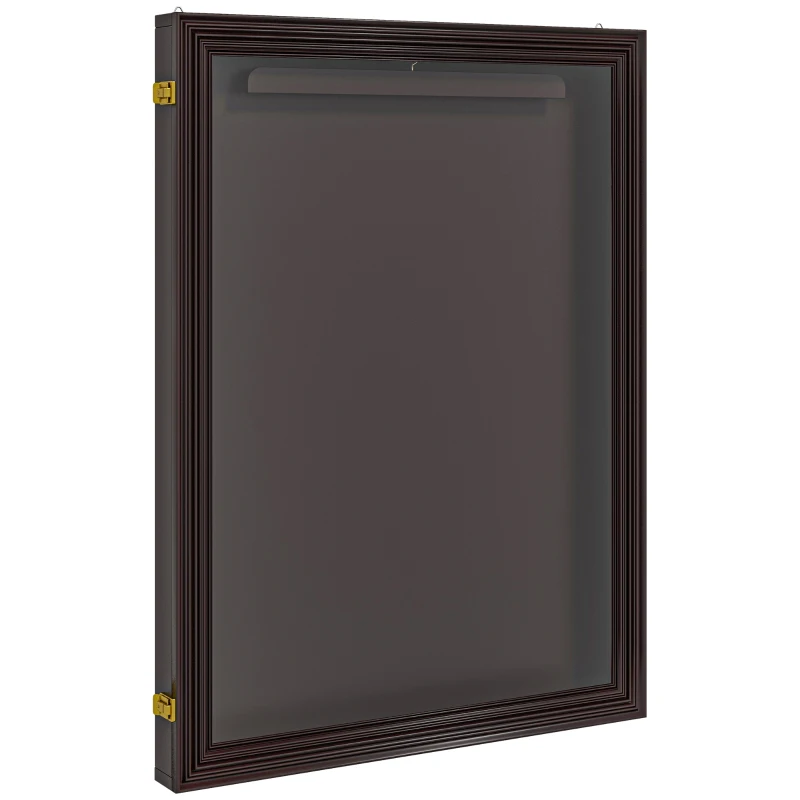 HOMCOM 26" x 35" Shadow Box Frame, UV-Resistant Jersey Display Case with T-shirt Hanger and 2 Keys, Brown