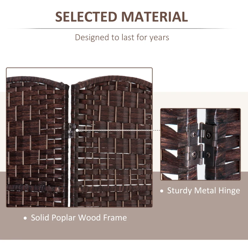 HOMCOM 6ft Folding Room Divider, 3 Panel Wall Partition with Wooden Frame for Bedroom, Home Office, Brown