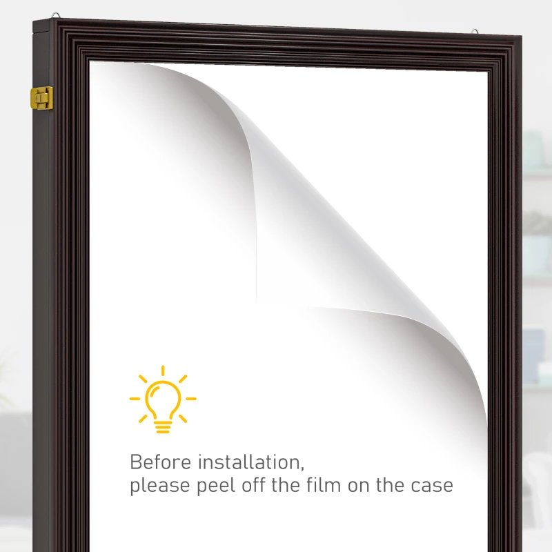 HOMCOM 26" x 35" Shadow Box Frame, UV-Resistant Jersey Display Case with T-shirt Hanger and 2 Keys, Brown