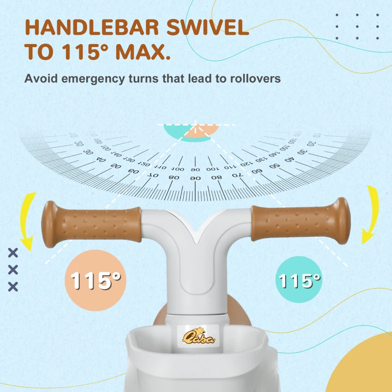 Qaba Toddler Balance Bike for 12–36 Months with Adjustable Seat, Removable Basket, 4 Silent Wheels, Brown