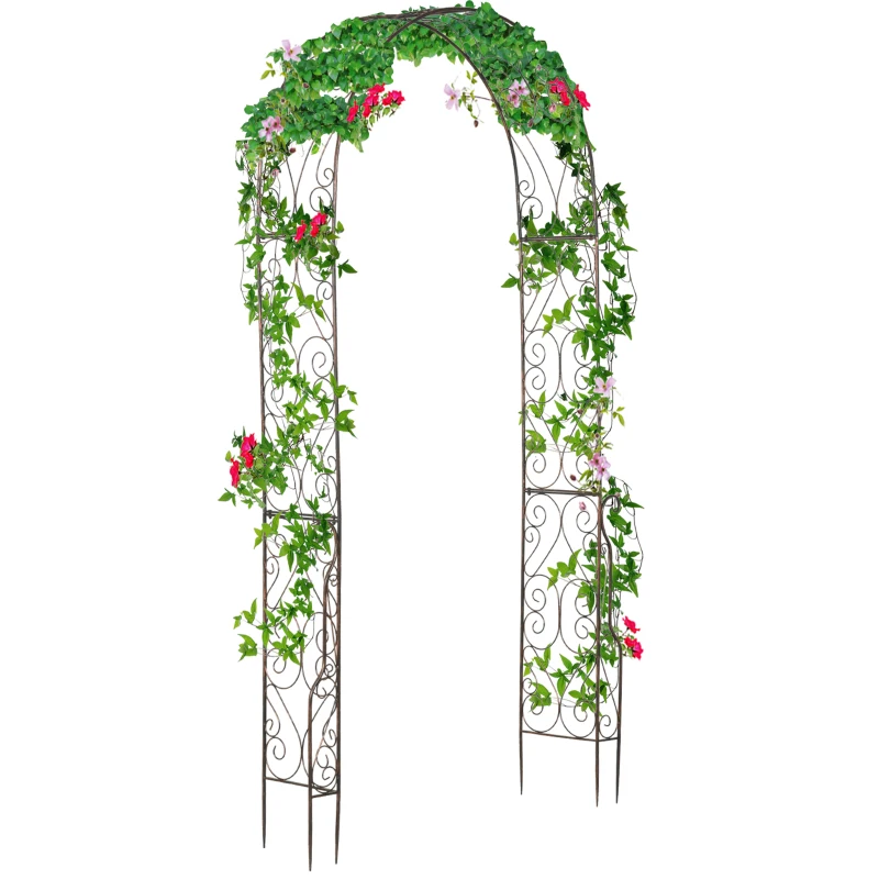 Outsunny 7.5ft Garden Metal Arch Outdoor Walkway Arbor for Decorative Climbing Vine Plants Party Wedding Ceremony Decoration Accessories Black