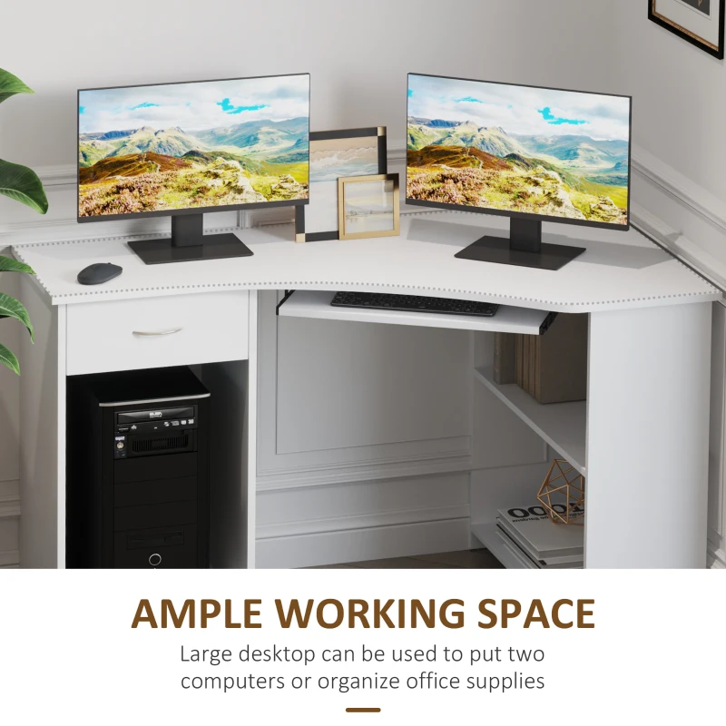 Vinsetto L-Shaped Computer Desk and File Cabinet Set for Bedroom, White