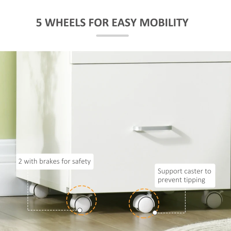 Vinsetto L-Shaped Computer Desk and File Cabinet Set for Bedroom, White