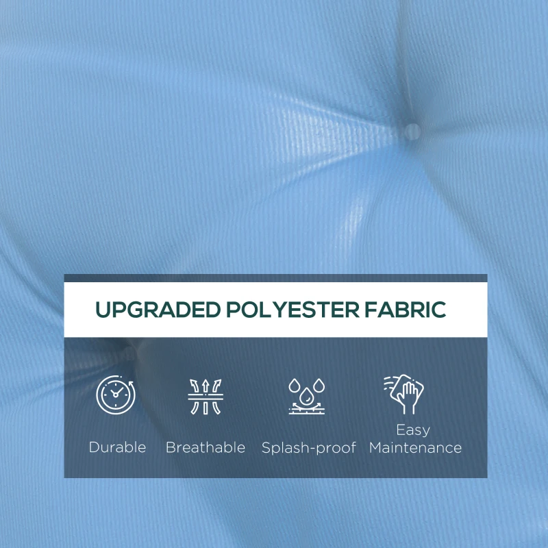 Outsunny 3-Seater Outdoor Bench Swing Chair Replacement Cushions for Patio Garden, Light Blue