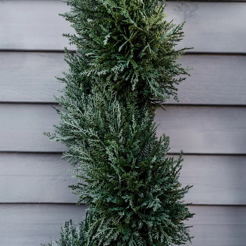 Outsunny 3FT Topiary Artificial Faux Cedar Tree Spiral Fake Plant, Pre-potted & Features High-Quality Detailed Look for Indoor or