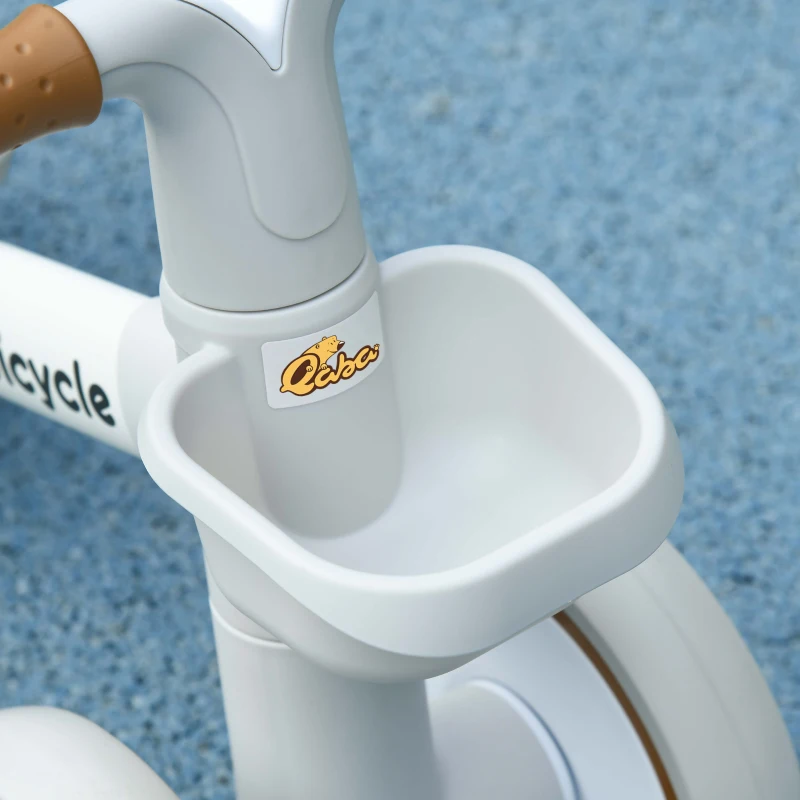 Qaba Toddler Balance Bike for 12–36 Months with Adjustable Seat, Removable Basket, 4 Silent Wheels, Brown