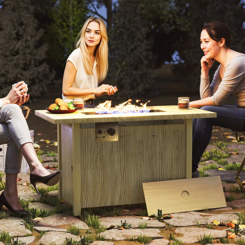 Outsunny 43" Propane Fire Pit Table 50,000 BTU Outdoor Gas Fire Table with Waterproof Cover