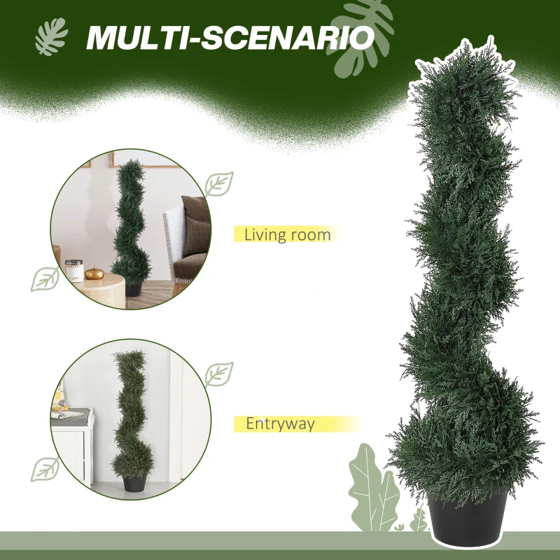 Outsunny 3FT Topiary Artificial Faux Cedar Tree Spiral Fake Plant, Pre-potted & Features High-Quality Detailed Look for Indoor or