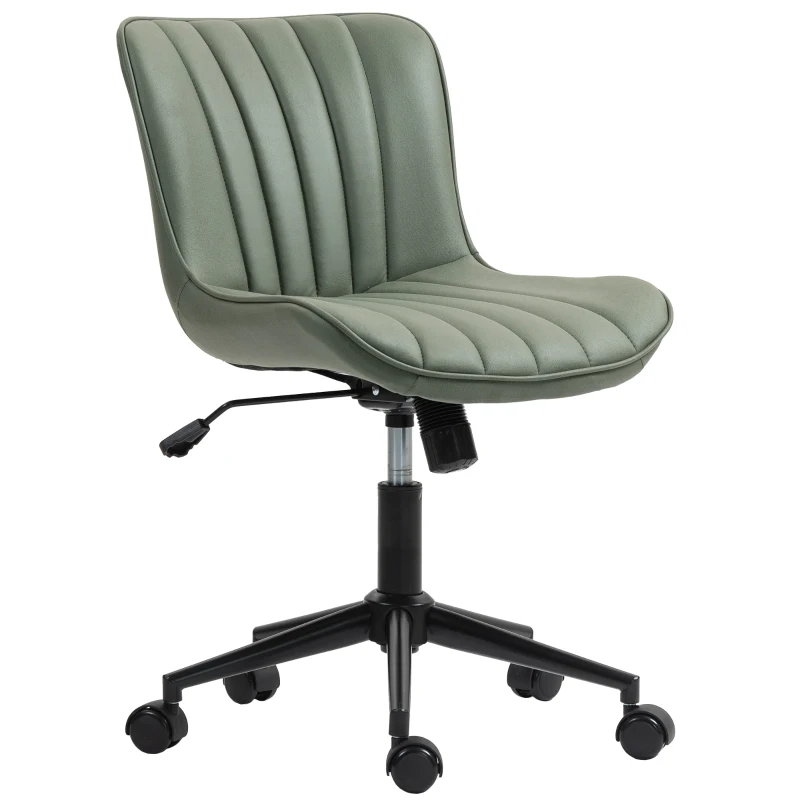 HOMCOM Armless Office Chair, 360° Swivel Desk Chair with Adjustable Height & Tilt Function for Home Office, Study, Dark Green