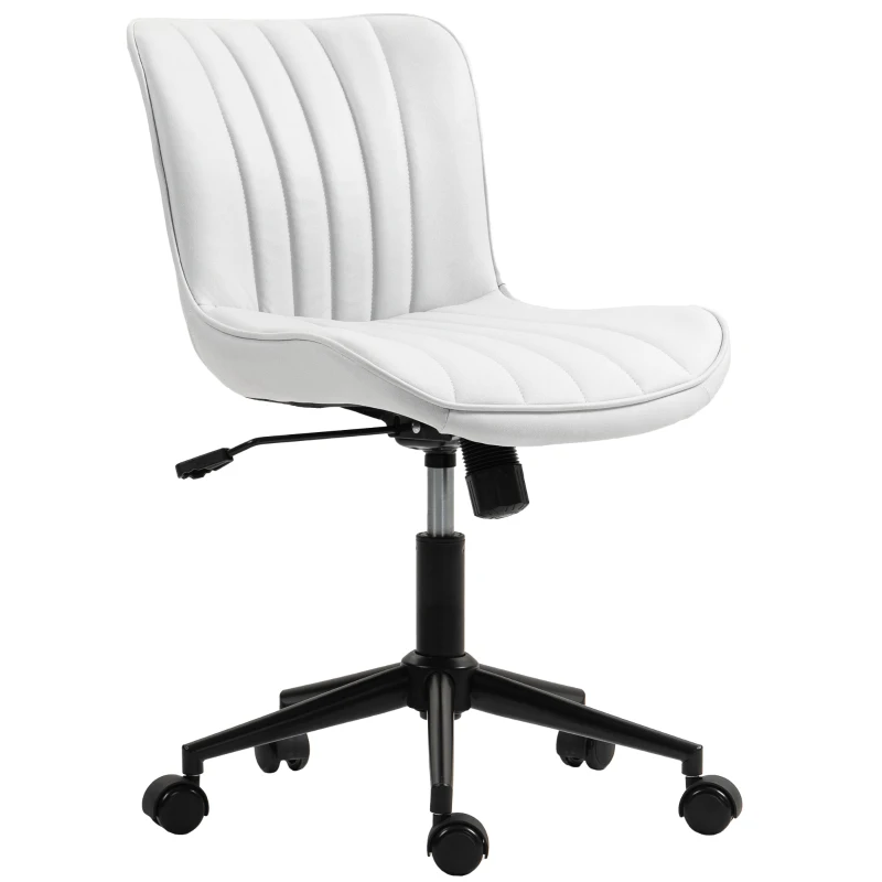 HOMCOM Armless Office Chair, 360° Swivel Desk Chair with Adjustable Height & Tilt Function for Home Office, Study, Cream White