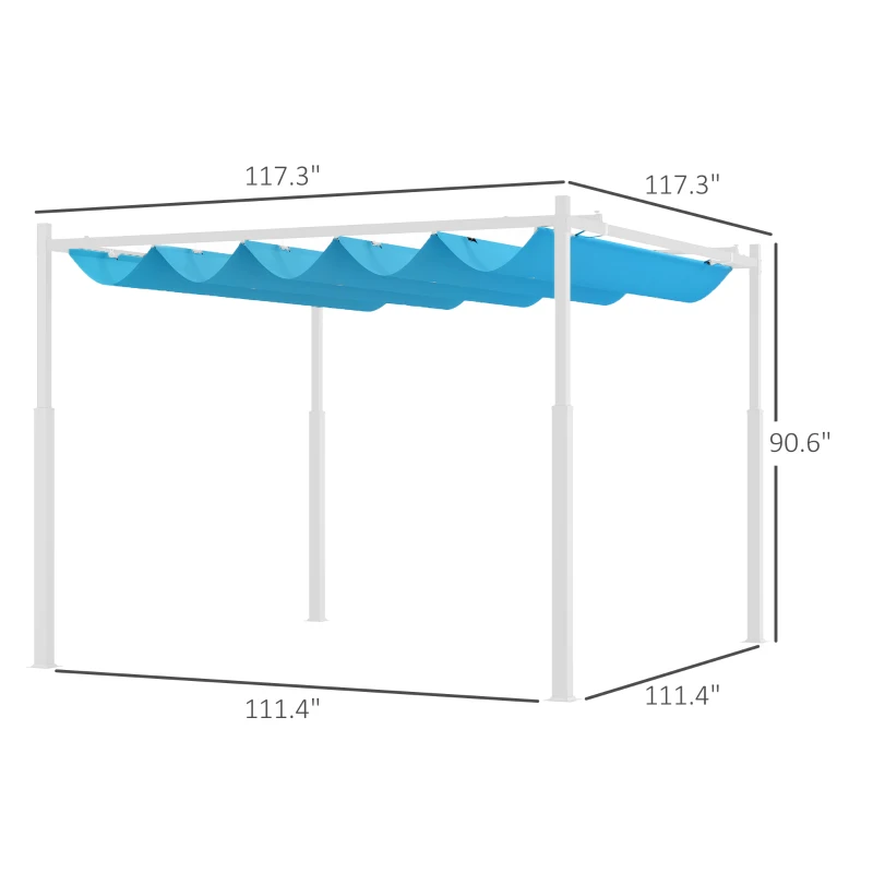 Outsunny 10' x 10' Retractable Pergola Canopy with Magnetic Fixture, UPF30+ Outdoor Pergola, Blue