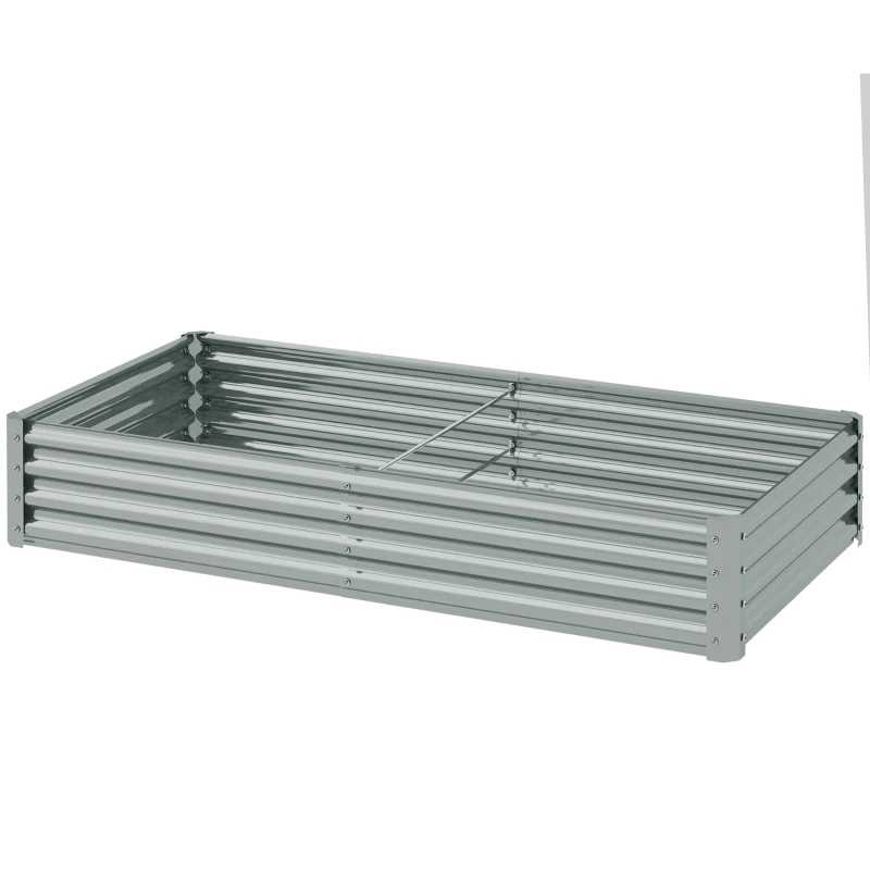 Outsunny 6 x 3 x 1ft Galvanized Raised Garden Bed, Reinforced Outdoor Planter Box with Open Bottom, Silver