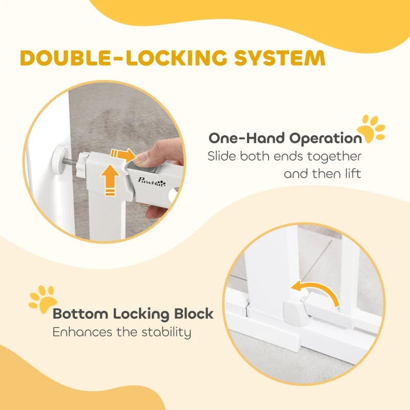 PawHut 30"-52" Extra Wide Pet Gate Barrier with Small Door, 30"H Dog Gate with Safety Gate Barrier, Stair Pressure Fit, White