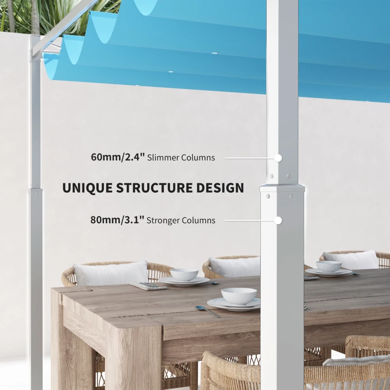 Outsunny 10' x 10' Retractable Pergola Canopy with Magnetic Fixture, UPF30+ Outdoor Pergola, Blue