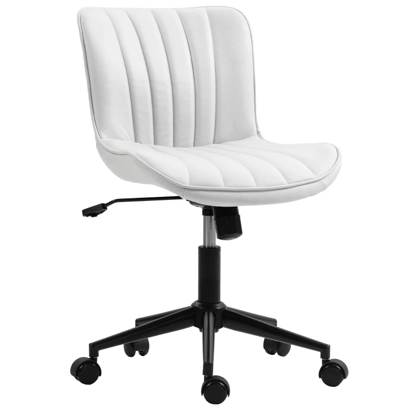 HOMCOM Armless Office Chair, 360° Swivel Desk Chair with Adjustable Height & Tilt Function for Home Office, Study, Cream White