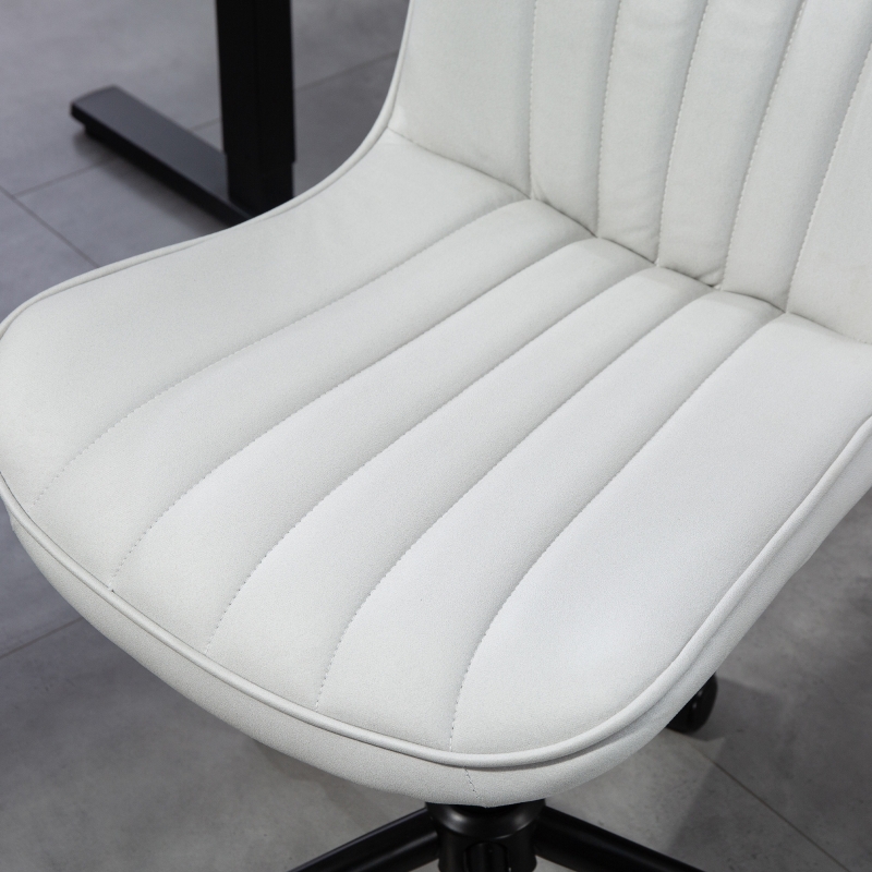 HOMCOM Armless Office Chair, 360° Swivel Desk Chair with Adjustable Height & Tilt Function for Home Office, Study, Cream White