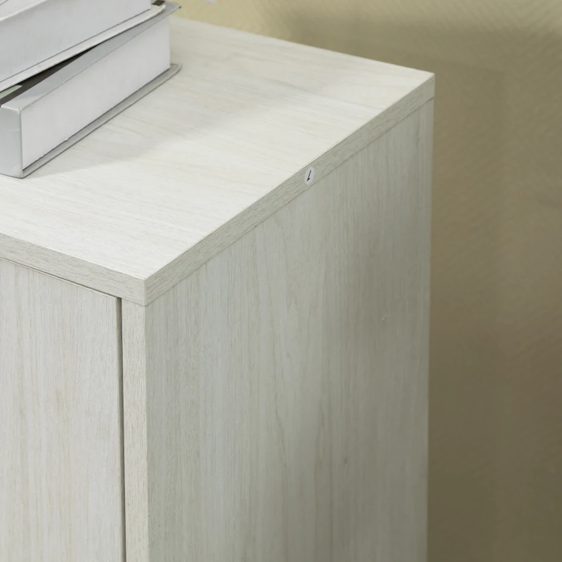 HOMCOM Freestanding Storage Cabinet, Bathroom Floor Cabinet with 4 Drawers and Door, White Wood Grain