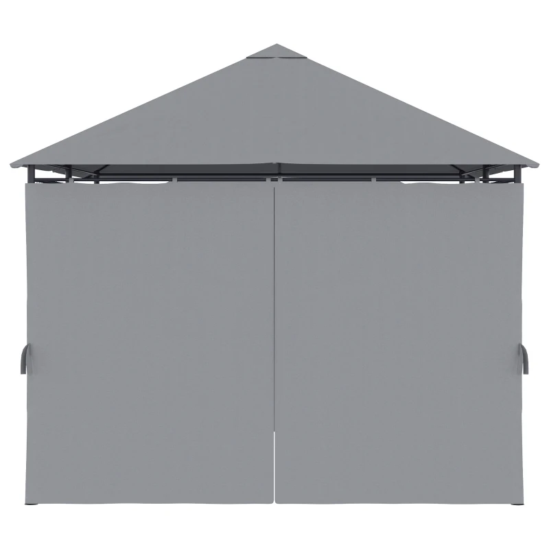 Outsunny 13'x 10' Soft-top Steel Patio Gazebo Canopy Party Tent with 6 Removable Curtains and Drainage Holes, Grey