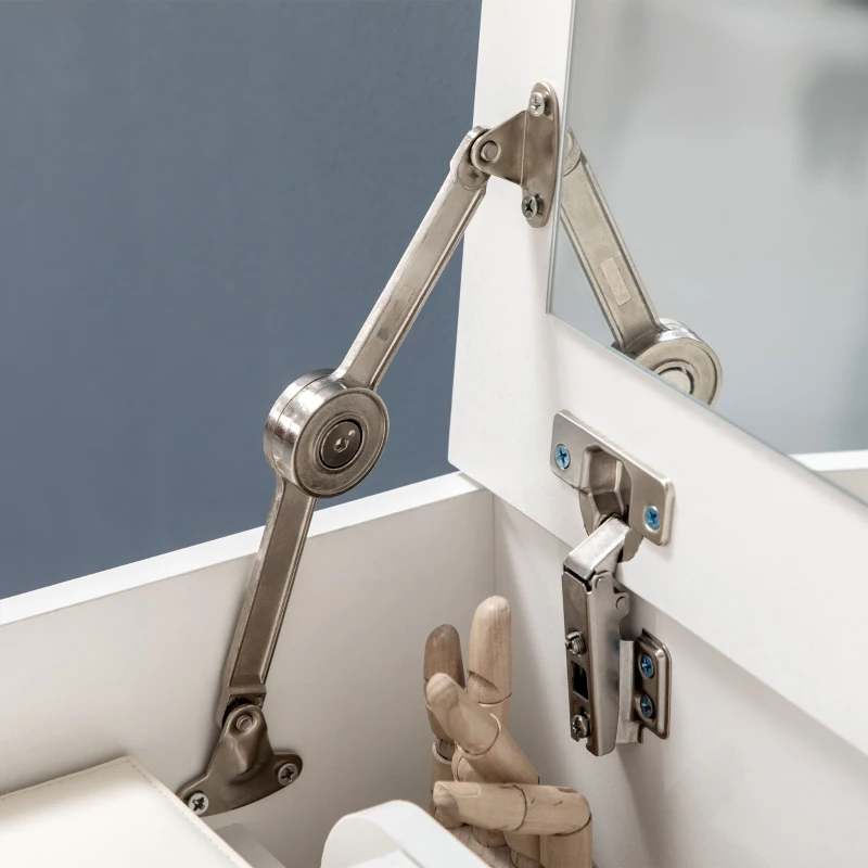 HOMCOM Vanity Set with Flip Top Mirror, Makeup Vanity Table with Stool, Dressing Table with Drawer and 7 Compartments, White