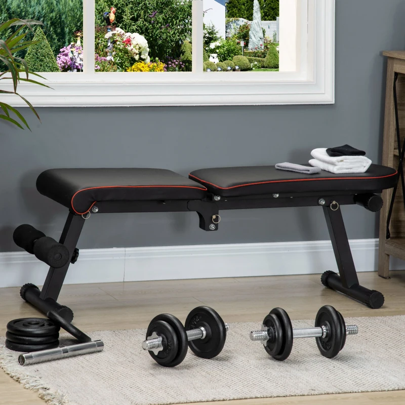 Soozier 44lbs 2-in-1 Adjustable Weight Barbell & Dumbbells Set, Free Weights Set with Non-Slip Handles for Home Gym Training, Black