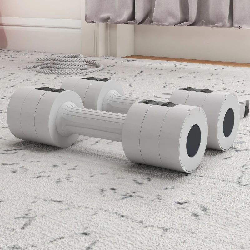 Soozier 11lbs Adjustable Dumbbell Set of Two, Hand Weights with 12 Weight Plates and Non-Slip Handles, for Men and Women, Home Gym Workout, White