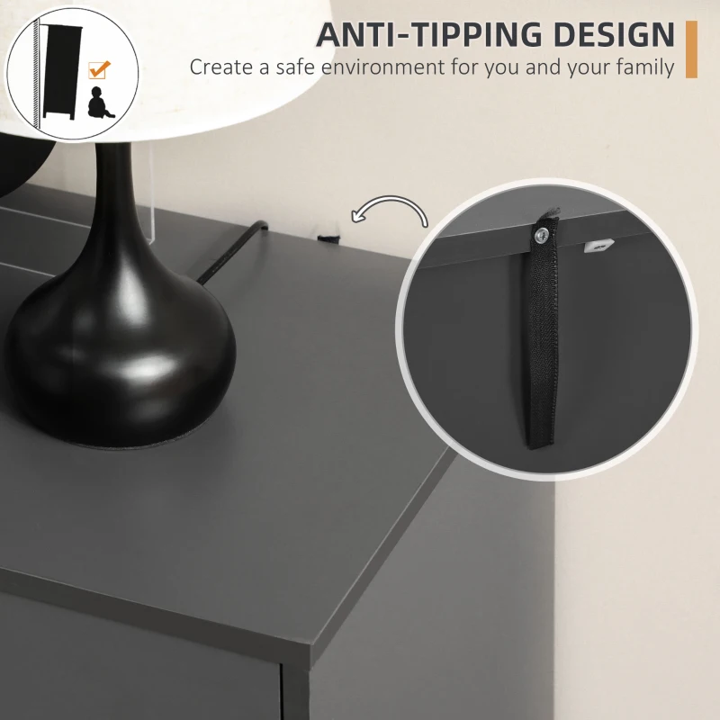 HOMCOM Sideboard Buffet Cabinet with Adjustable Shelves - Dark Grey