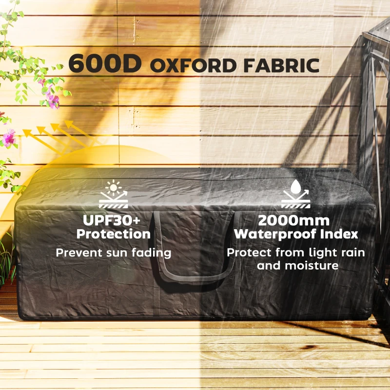 Outsunny 840L Outdoor Patio Cushion Storage Bag, UPF30+, Waterproof 600D Oxford Heavy Duty Furniture Storage Bag, Black