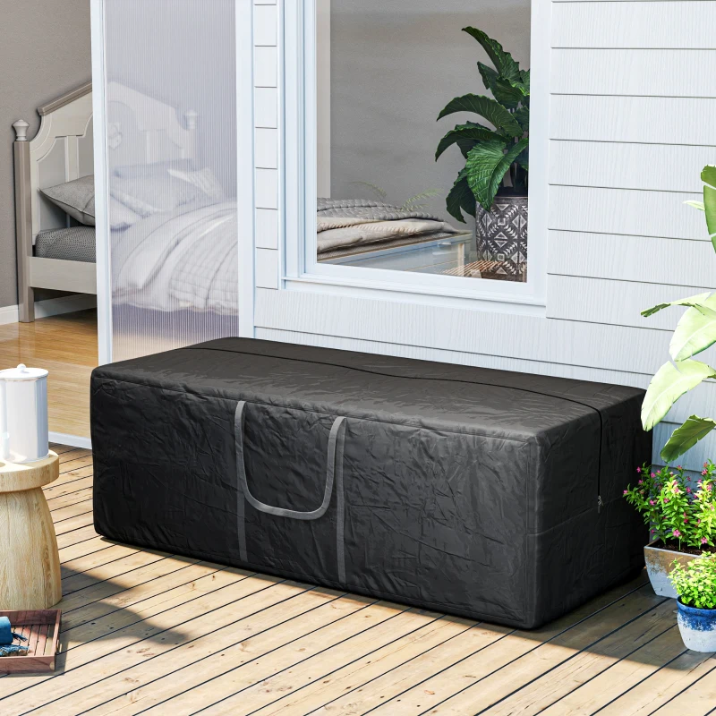 Outsunny 840L Outdoor Patio Cushion Storage Bag, UPF30+, Waterproof 600D Oxford Heavy Duty Furniture Storage Bag, Black