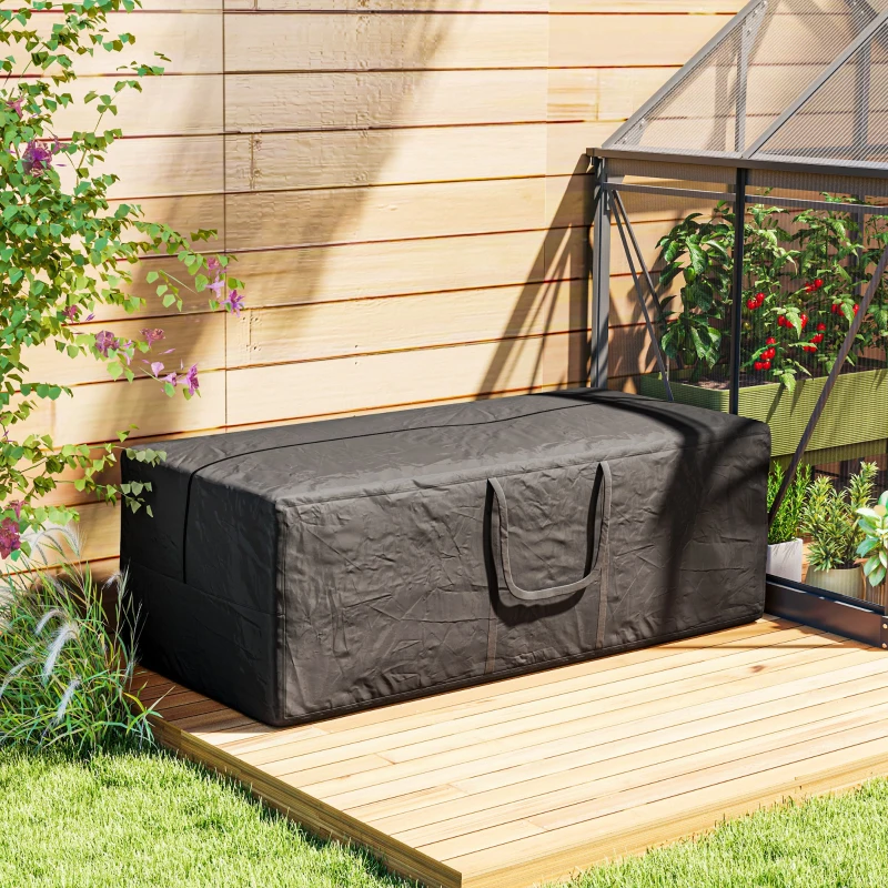 Outsunny 840L Outdoor Patio Cushion Storage Bag, UPF30+, Waterproof 600D Oxford Heavy Duty Furniture Storage Bag, Black