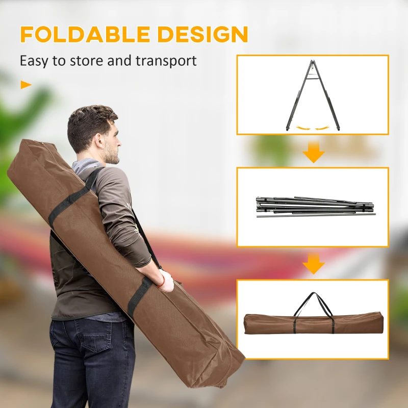 Outsunny Portable Hammock Stand, 2-in-1 Hammock Net Stand and Hanging Space, Patio, Garden, Yard, Black