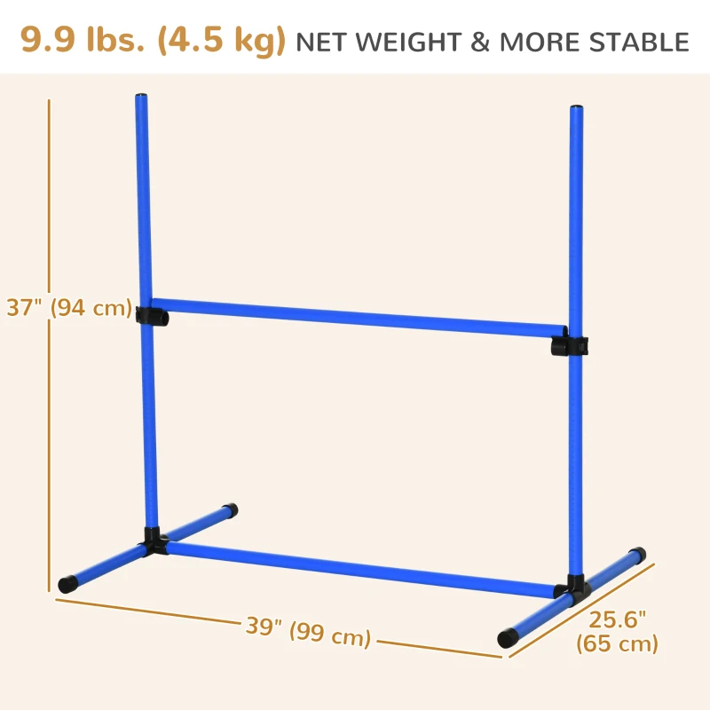 PawHut Set of 4 Dog Agility Training Equipment Adjustable Jump Bar Pet Exercise Kit with Carrying Bag (Blue)