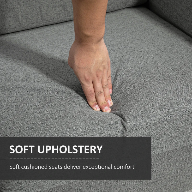 HOMCOM 2-Seat Sofa Two-Seater Couch with Armrests and Wood Legs for Living Room, Bedroom, Grey