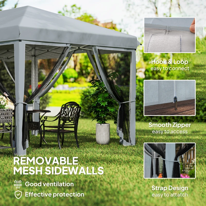 Outsunny 10' x 20' Pop Up Canopy Tent Gazebo with Removable Mesh Sidewall Netting, Carry Bag for Backyard Patio Outdoor, Grey