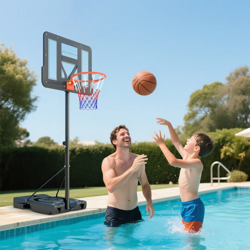 Soozier Basketball Hoop Outdoor, 4.6-10ft Portable Basketball Goal with Wheels and 43" Backboard, for Teenagers Youth Adults