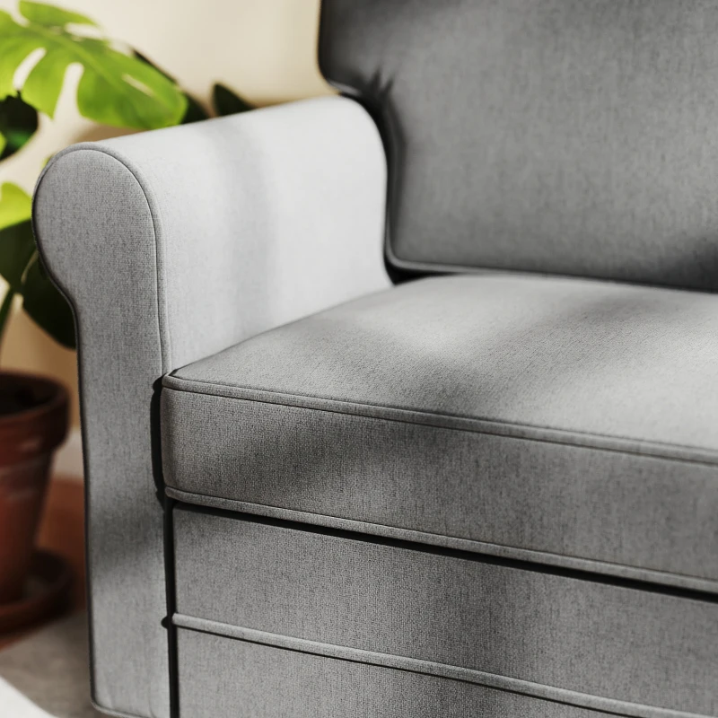 HOMCOM 59" Loveseat Sofa for Bedroom, Modern Love Seats Furniture, Upholstered 2 Seater Couch with Solid Steel Frame and Beech Wood Legs for Living Room, Med Grey