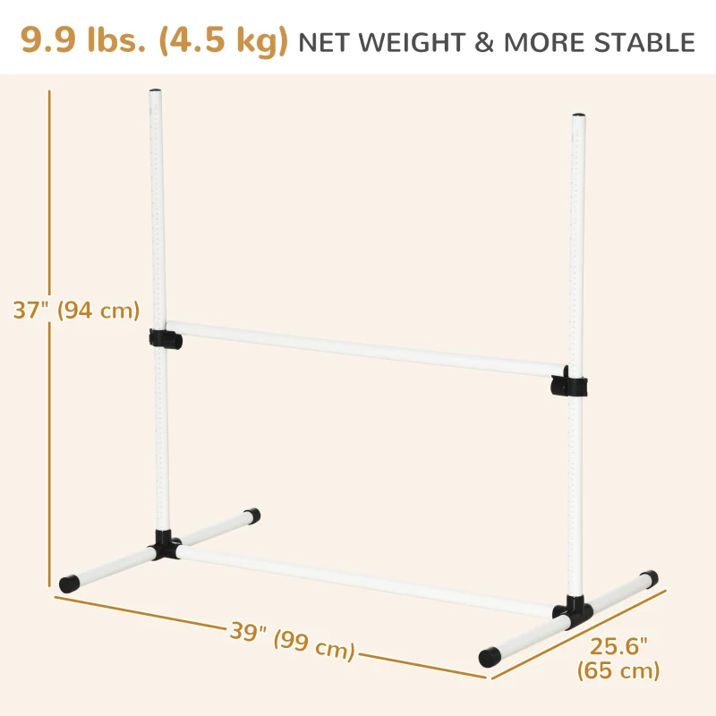 PawHut Set of 4 Dog Agility Training Equipment Adjustable Jump Bar Pet Exercise Kit with Carrying Bag (White)