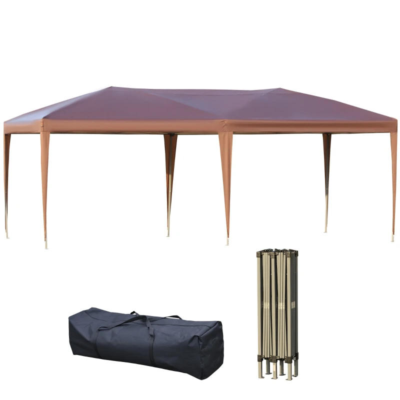 Outsunny 10' x 19.2' Outdoor Gazebo Pop Up Canopy Party Tent with Carrying Bag, Coffee