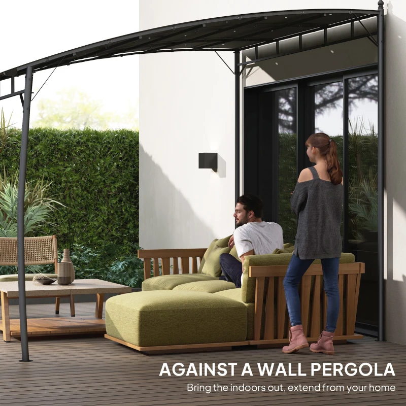 Outsunny 10' x 10' Outdoor Pergola Gazebo, Garden Sun Shade Shelter with Metal Frame for Porch, Patio, Deck, Backyard, Gray