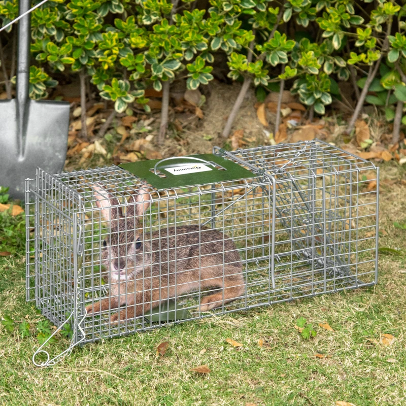 Outsunny One-Door Live Animal Trap, Animal-Friendly Humane Catch & Release Steel Cage for Rats, Mice, 26" x 9.4" x 12"